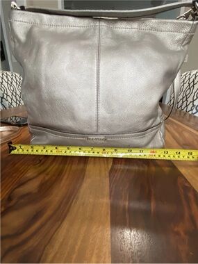Coach Metallic Silver Pebbled Leather Shoulder Bag